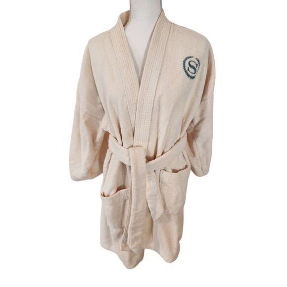 Vintage Sherton Sea Island Terry Velour OS Hotel Off White Robe Private Resort - Picture 1 of 5